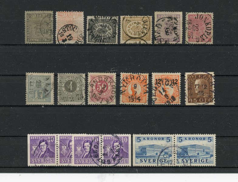 Samling 1855-1970 i Facit-album.