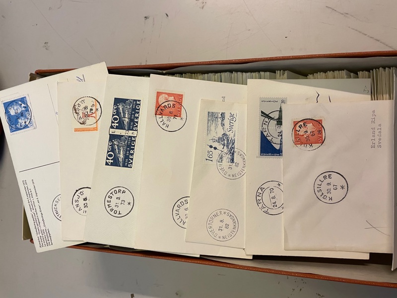 SISTA-DAGS-Stämplade brev: låda flera hundra ex.