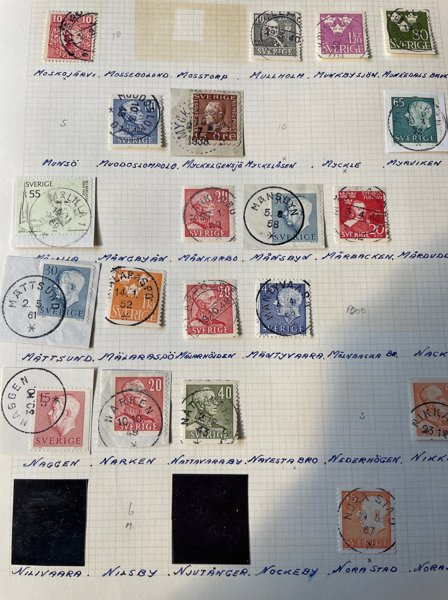 Stämplar: samling A-Ö i album.