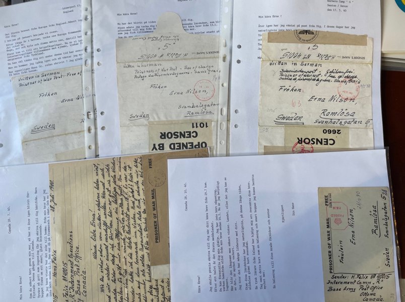 REICH: korrespondens bla Krigsfånge-brev till Sverige WW II.