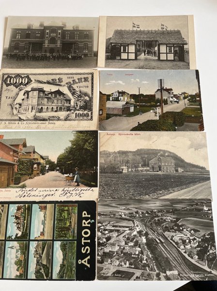 L-län Åstorp; 25st gamla, bla sedelkort.