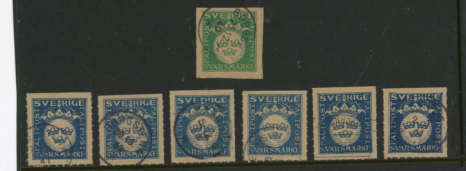 MILITÄR: samling på sju visir-blad.