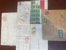 Fem bättre försändelser, bla 90 öre Lützen på luftpostbrev.