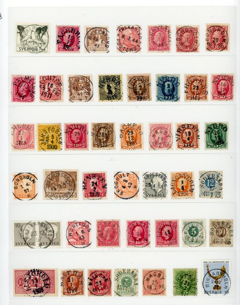 H-Län: ca 135ex med vackra stämplar 1870-1990tal.