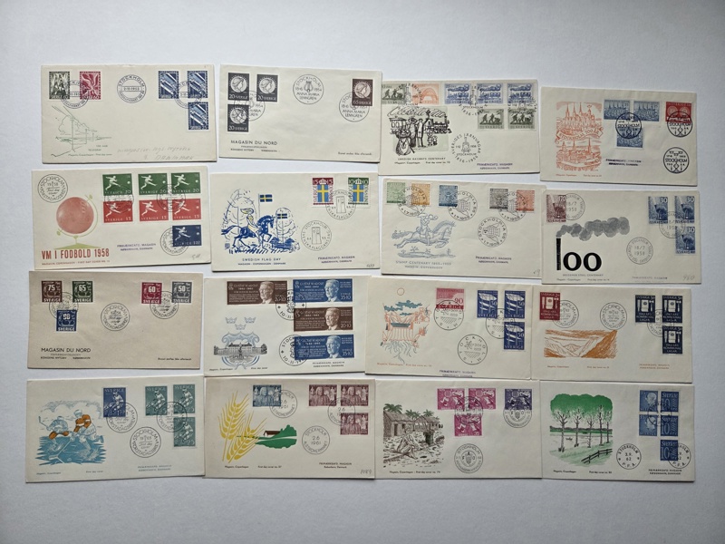 FDC; 48st OLIKA vinjetter från Magasin De Nord i Köpenhamn