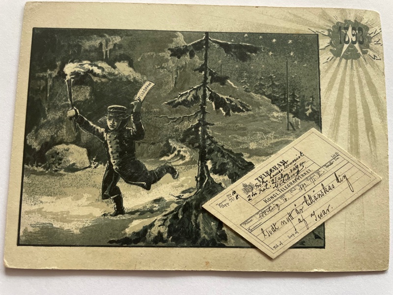 "Påklistrat" Överräckningskort 1893.