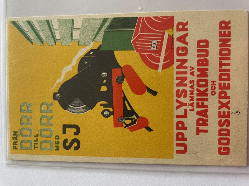 Reklam-kort; SJ - Från dörr till dörr, dat 1934