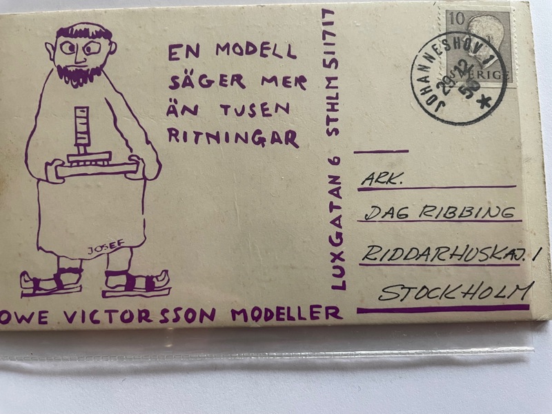 Reklam-kort Owe Victorssons Modeller, frank 1956