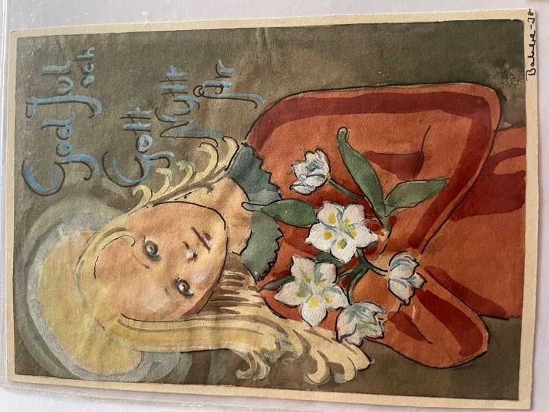 Handmålat (ej vyk) Barbro Malmer, sign 1930