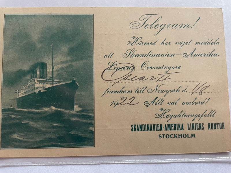 Båt: Ångaren Oscar II framkommit till New York 1922, frank.