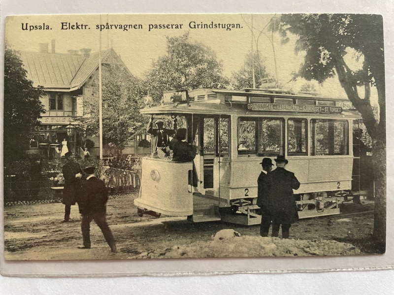 Uppsala; spårvagn vid Grindstugan, ofrank.