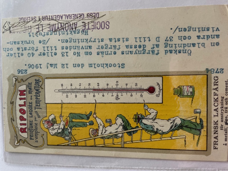 Reklam-kort Ripolin, Fransk lack-färg, frank. 1905