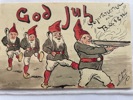 Hand-målat; Tomte-parad, sign H Asp (?), på helsak 1905