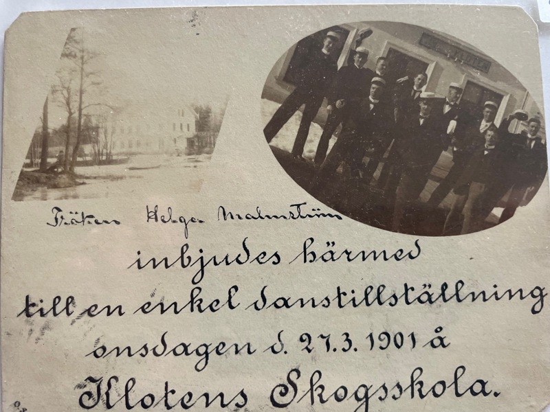 Överräckningskort Klotens Skogsskola 1901