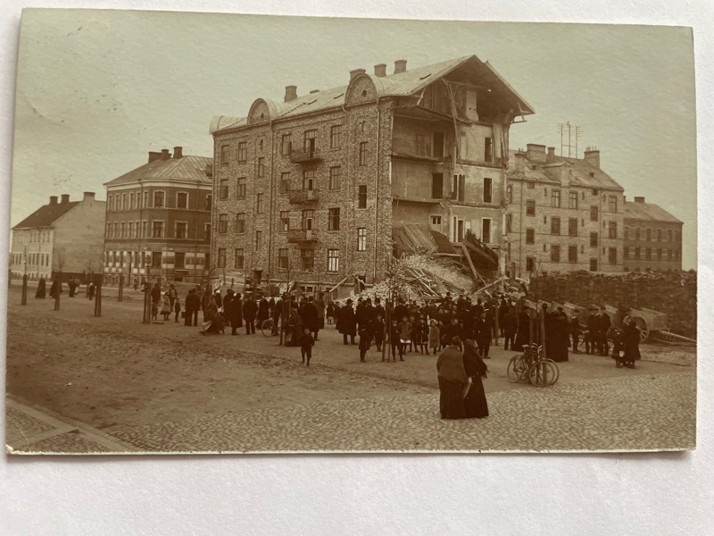 Kristianstad; Rivning av hus, äkta foto, frank. 1908