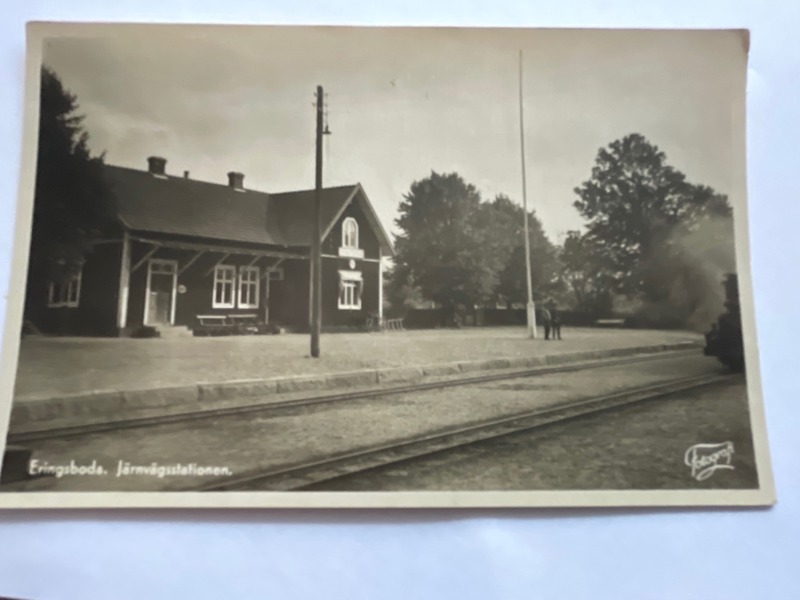 Järnvägs-stationen Eringsboda ca 1930, ovanlig.