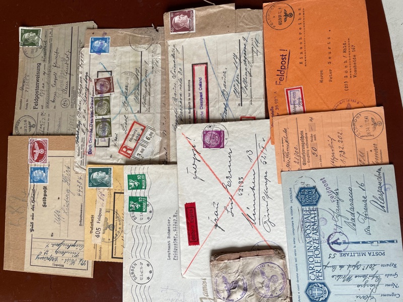 REICH Feldpost: samling ca 40 objekt.
