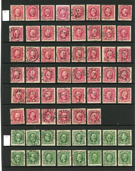 F52 och 54; 62ex, alla stämplade utgivningsåret 1891.