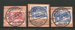 ÖRLOGSPOST OSCAR II 11+22 JUNI 1935, tre postanv.klipp.