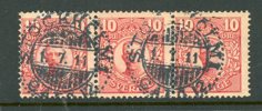 F76vm2, tre-strip med lyx-stämplar, Stockholm 1.11.11.