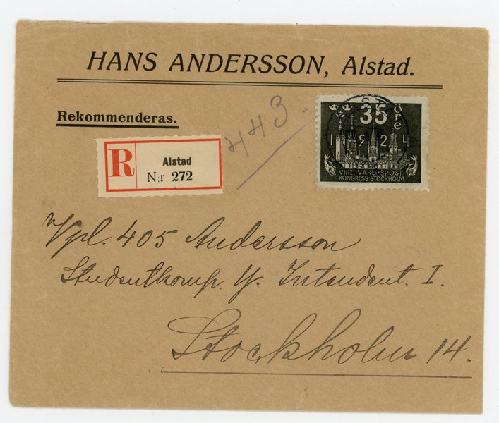 F202 Alstad 17.4.xx, vackert Rek-brev.