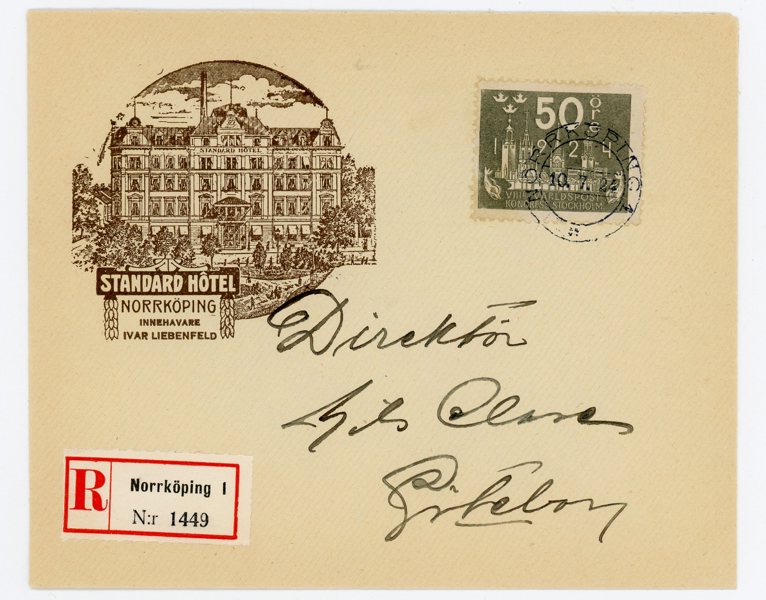 F205 Vackert Rek-Reklambrev, Norrköping 10.7.24.