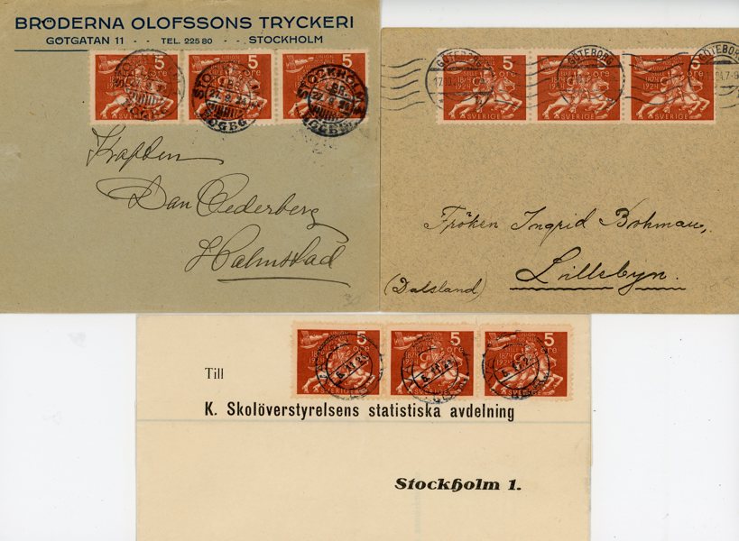 F211 Tre vackra brev med tre-strip.