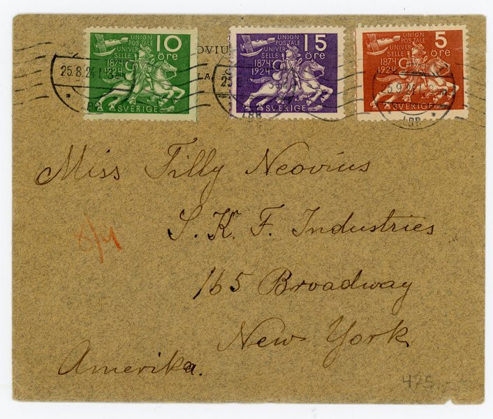 F211,212 och 213 Brev till USA, Stockholm 25.8.24.