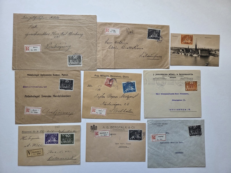 UPU 1924; 45st försändelser i blandad kvalité.