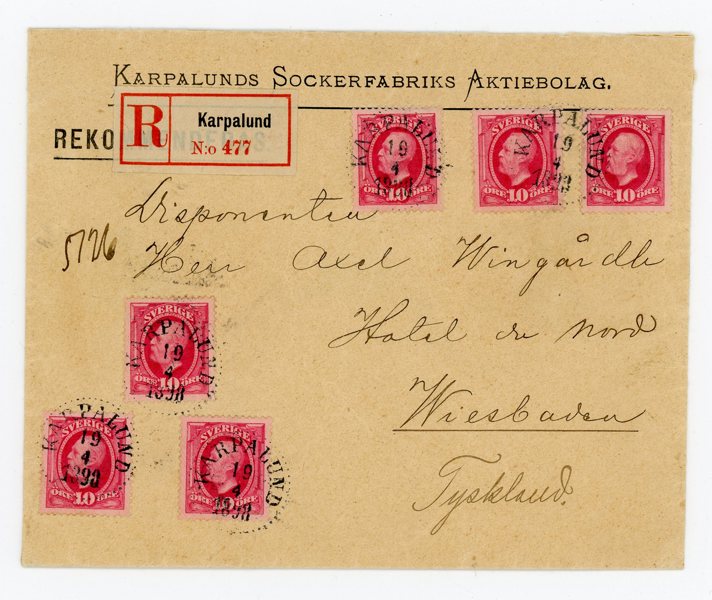 F54 (6ex) LYX-REKBREV till Tyskland, Karpalund 19.4.98.