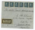 F183 Sex-strip på luftpostbrev till Argentina, Djursholm 16.7.31