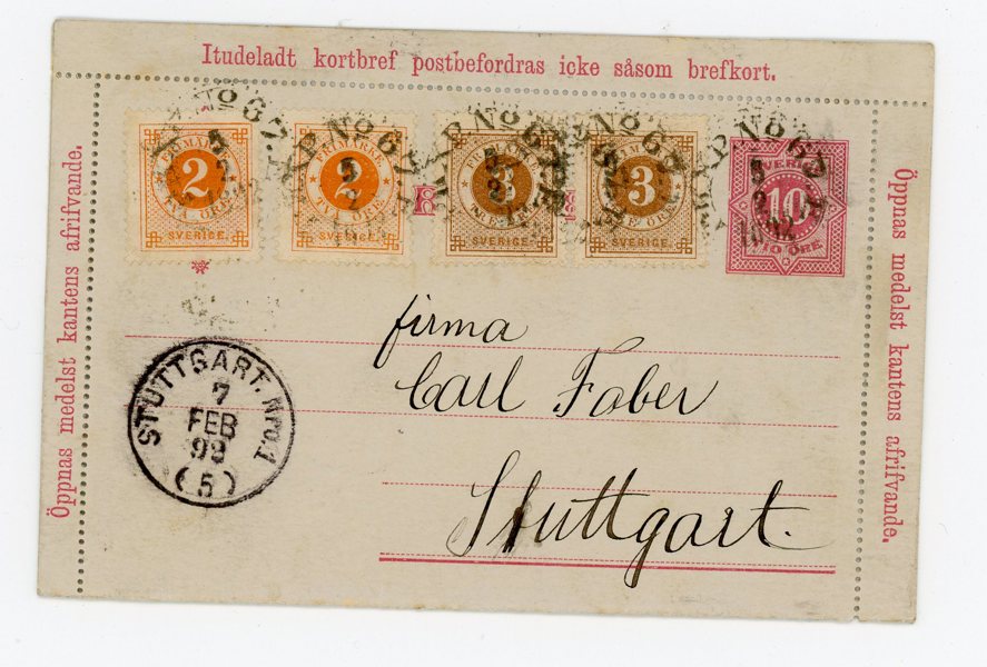 F40 (2ex), 41 (2ex) på 10 öre Kortbrev till Tyskland.