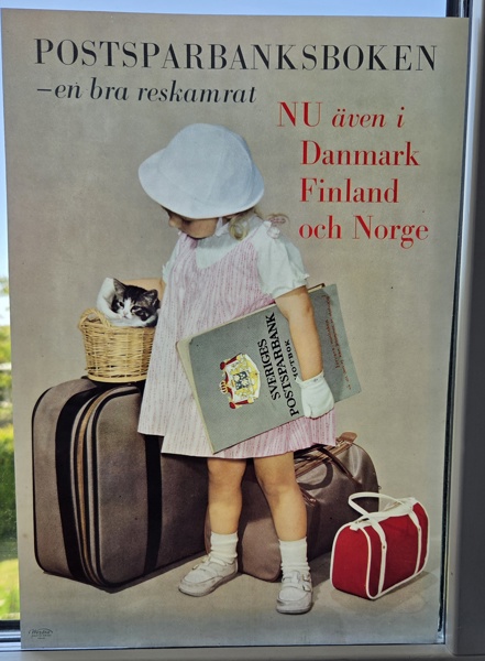 Reklam-plakat "Postsparbanksboken - En bra Reskamrat.