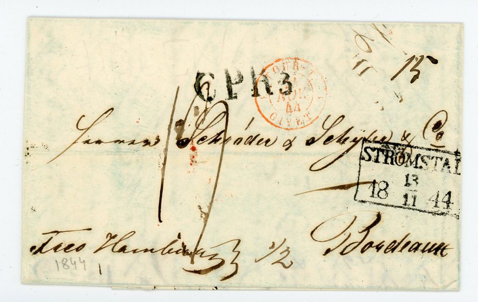 Brev från Norge till Frankrike, transit Strömstad 13.11.44.