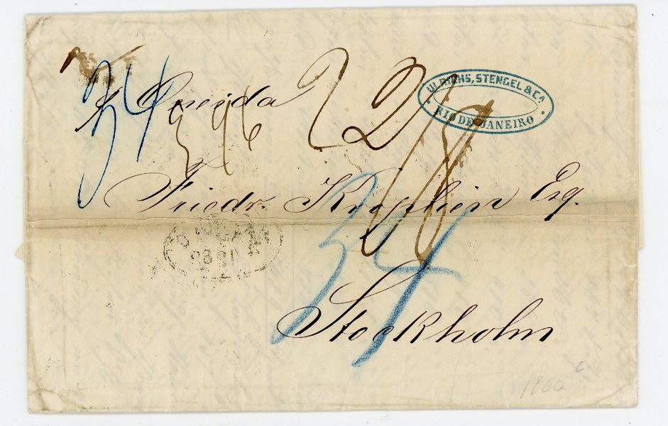 Förfil Utland: Brev från Rio De Janeiro till Stockholm 1862.