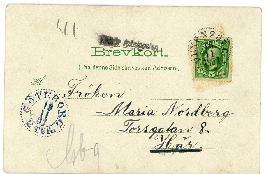 F52 på Lokalt vykort, Pkxp No67c 18.11.01 samt "Tillhör Lokalposten".