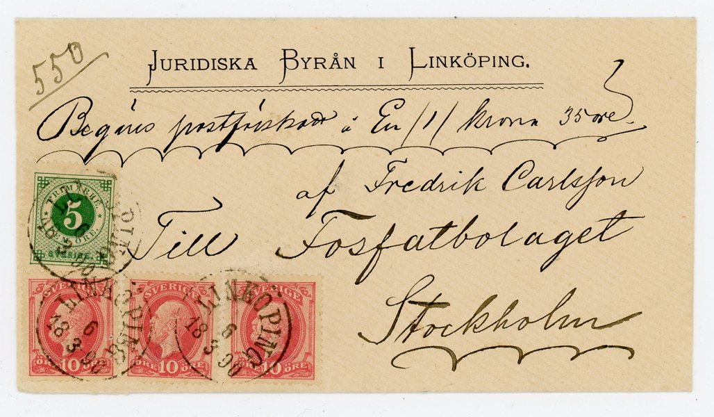 F43, 45(3ex) Postförskotts-brev i prakt-kvalité, Linköping 6.3.90.