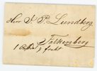 Paket-följebrev från Laholm till Falkenberg 1845.