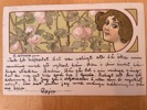 Vykort; Jugend-dam, sign E Döcker, frank. 1902