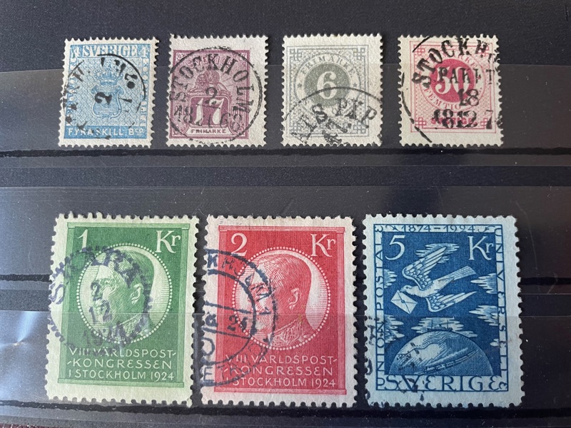 Stämplad samling 1855-1979 i visir-pärm.